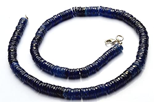Saphir bleu naturel perles de 7mm facettées heishi pour création de bijoux de valeur