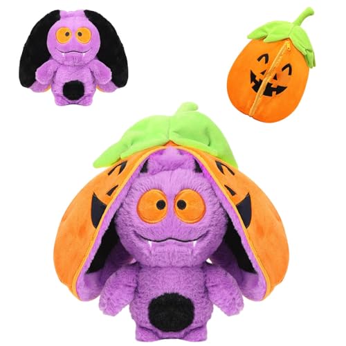 MIAODAM Bat Stuffed Animal, 11inch Reversible Pumpkin Bat Plush Pillow, Cute Plushies Toy Gift for Baby Toddler Girls Boys