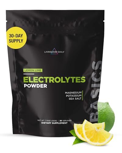 Livingood Daily Electrolytes Powder, Electrolytes Hydration Drink Mix With Vitamin C, Magnesium, Taurine & Sea Salt, Electrolyte Supplement For Energy & Hydration, Keto, Lemon Lime Flavor, 30 Servings