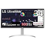 LG モニター ディスプレイ 34WQ650-W 34インチ/平面/ウルトラワイド(2560×1080)/IPS 非光沢/100Hz/USB Type-C、HDMI、DisplayPort/HDR対応/超解像技術/7W+7Wスピーカー搭載/高さ調節/ホワイト/FreeSync/工具不要/3年安心・無輝点保証