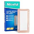Niceful Silicone Super Absorbent Wound Dressing - 4"×8" Large Absorbant Bandages with Adhesive Borders, FSA HSA Eligible, Wound Care Dressings for Bed Sores Leg Ulcers