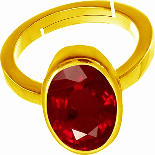 Rubí de Birmania natural de calidad superior en anillo chapado en oro 3