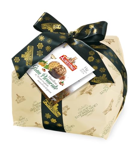 ALBERTENGO - Seit 1905 - Panettone Gran Piemonte al Moscato - 1 kg - Mit Mandel- und Haselnuss-Glasur aus dem Piemont