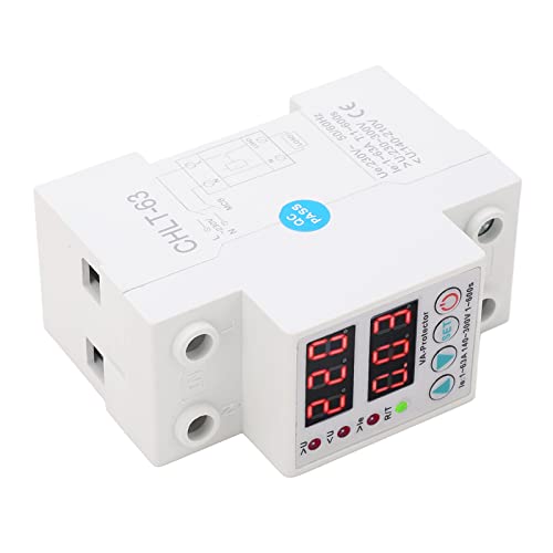 Headerbs Überspannungsschutzgerät, PC-Material, Einstellbarer Spannungsstromschutz mit Digitalanzeige und Automatischer Wiederherstellung für Heim- und Bürogeräte