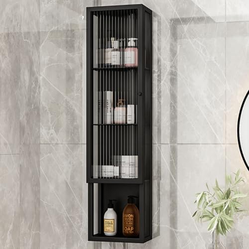 Generico Mobilio per medicinali da Bagno con Anta in Vetro - Organizer portaoggetti sopra Il WC, mobiletto da Parete per Cosmetici e dispensa, Struttura in Ferro, Design con Anta Singola per Un effi