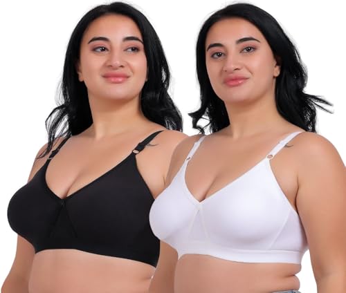 Image of Fabme Women's Seamless Plus Size Cross-Belt -White, Black Pack of 2, 3