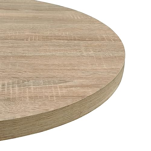Table de bistrot ronde élégante surface veinée effet chêne et acier - 7