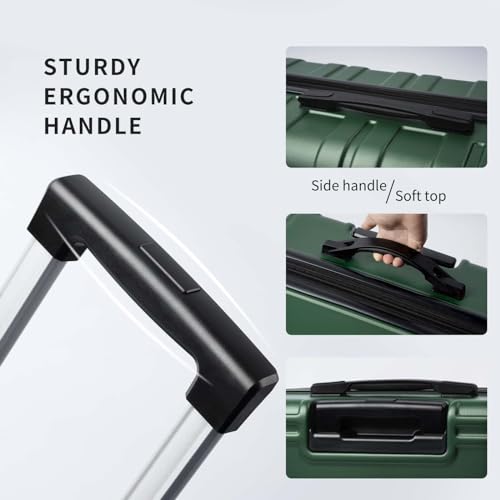 Altillo Luggage Sets 3 Piece PC+ABS Lightweight Hardside Luggage Sets with Spinner Wheels TSA Lock Hardshell Suitcase Set, 3-Piece Set (20/24/28) (Green)4
