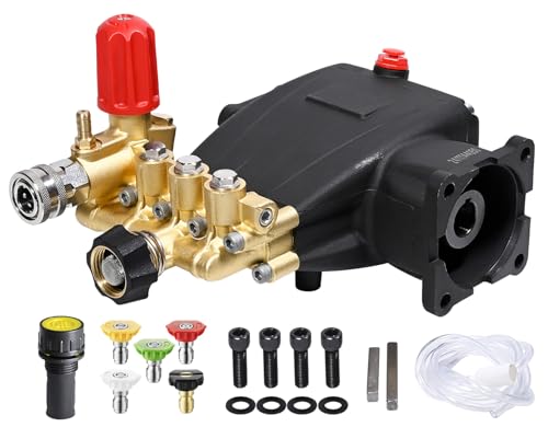 YAMATIC Horizontal Triplex Pressure Washer Pump 3/4' Shaft 2800-3700 PSI @ 2.5 GPM 5-8 HP Replacement Pump Compatible with Honda GC190 GX200 Simpson 90036 40224 40225 40226 Santoprene 41182