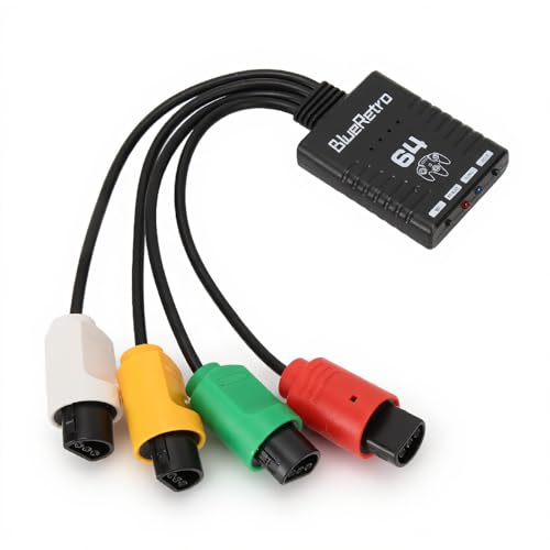 Wireless Controller Adapter für, Bluetooth Controller mit LED Anzeige für N64 Konsole, Unterstützt 4 Spieler, Wireless Konverter für für für für