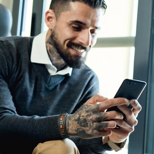 Tiger Eye Black Leather Bracelet Men Natural Tiger Eye Gemstone Crystal Stone Jewelry Handmade Courage And Stress Relief Protection Bracelet2