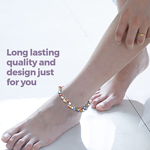 Shop Lc Multicolor Murano Style Bead Charm Ankle Bracelets For Women Adjustable Beach Fashion Foot Jewelry Beaded Anklet In Stainless Steel Boho Gifts Birthday Gifts #TOP1