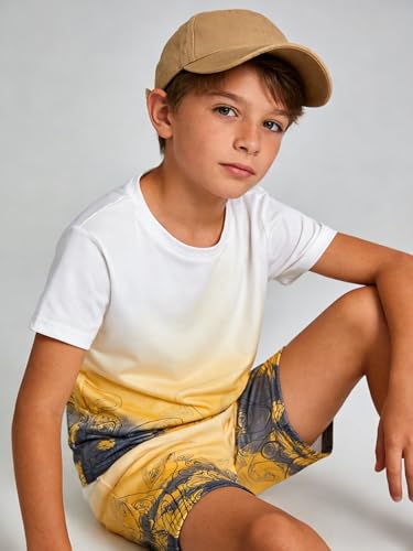 Image of Kid Toddler Baby Boys Clothes Tie-dye Palm Leaf Top 2Pcs Summer Shorts Set