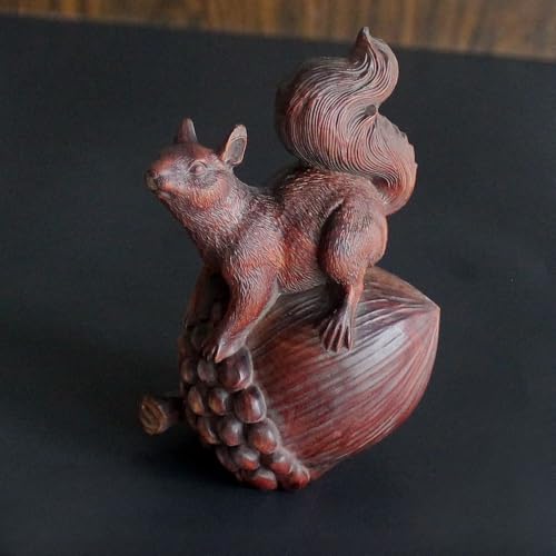 Figura Decorativa Ardilla de Madera tallada vintage