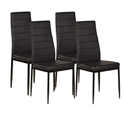 Lot de 4 chaises de Salle a Manger, Siege Rembourre Epais (Noir-4)