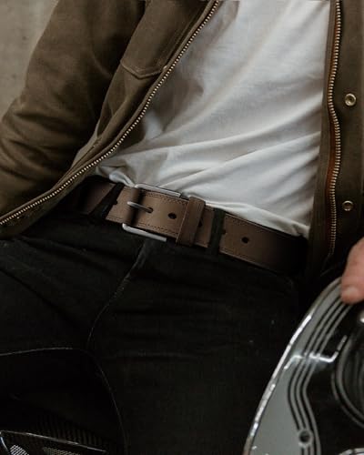 Image of CHAOREN Mens Belts Casual for Jeans - Full-Grain Leather, Durable Cowhide | Solid Buckle, Classic Style, Handmade, Daily Wear, Gift Box