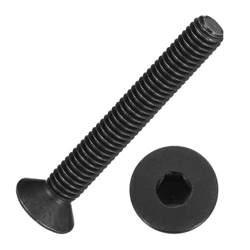Kozelo 20Pcs Flat Head Socket Cap Screws - [1/4"-20 x 1], Carbon Steel Countersunk Bolts, Black, for Automotive, Furniture Repair, Industrial Equipment & Temporary Fixes