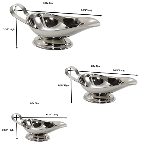 3 Piece Stainless Steel Gravy Boat Set, Small, Medium And Large Size Combo #TOP3