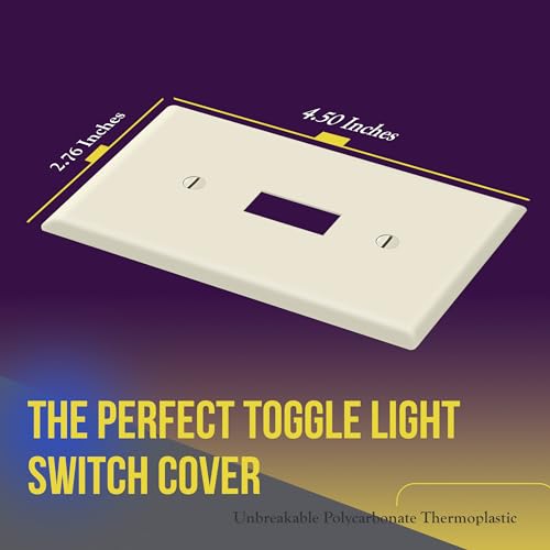 Image of ENERLITES Toggle Switch Wall Plate, Gloss Finish, Size 1-Gang 4.50 inch x 2.76 inch, Unbreakable Polycarbonate Thermoplastic, 8811-LA, Light Almond, Standard