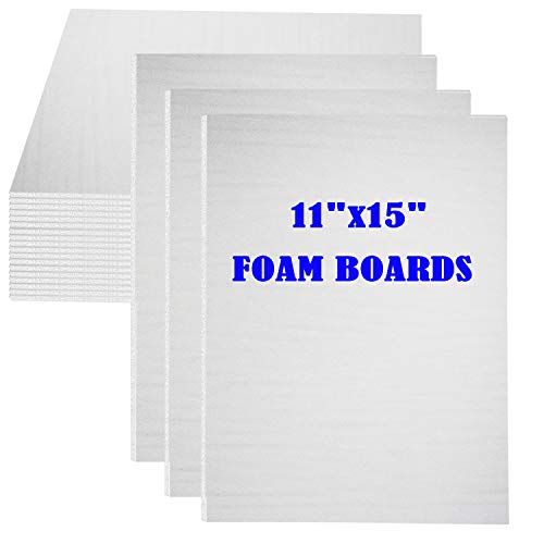 20Pack Foam Core Board, 11"x15" White Foam Board, 3/16" / 5MM Thick Mat Board Center, Foam Backing Boards for Mounting Photographs and Artwork, 3-D Modeling, Signage, Poster Making