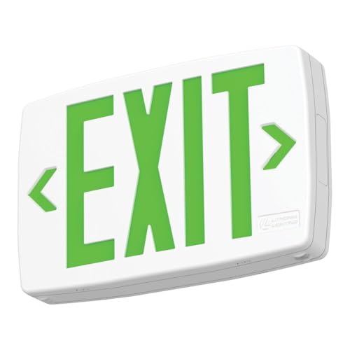Image of Lithonia Lighting Quantum LED Exit Sign, Dual Sided Emergency Exit Sign, Selectable Red and Green Colors, Pop-Out Chevrons, AC Power with Battery Backup, White (LQM S W RG MVOLT M6)
