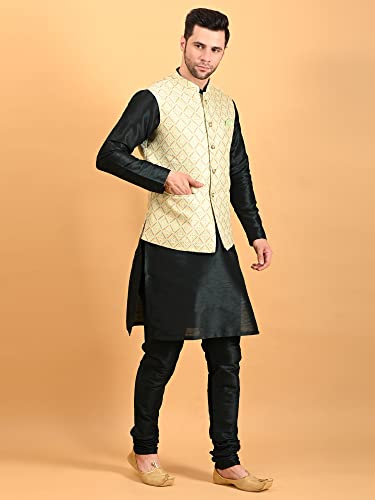 Image of Uri and MacKenzie Men's Silk Blend Kurta Pajama with Designer Ethnic Nehru Jacket /Modi Jacket