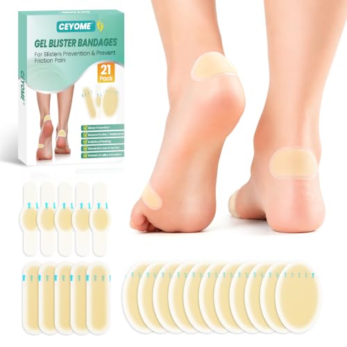 Image of Blister Bandages for Feet - 21Pcs Hydrocolloid Bandages for Blister Prevention & Recovery, Blister Pads for Heel & Toe Protection - Variety Pack