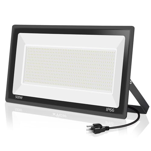 YANYCN 500W LED Flood Light Outdoor,2750W Equivalent Super Bright FloodLight with Plug,58600LM 5000K...