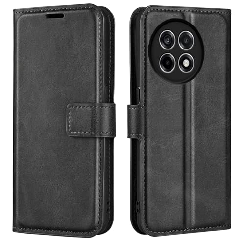 Étui en cuir OnePlus 13R clapet élégant noir avec porte-cartes chic