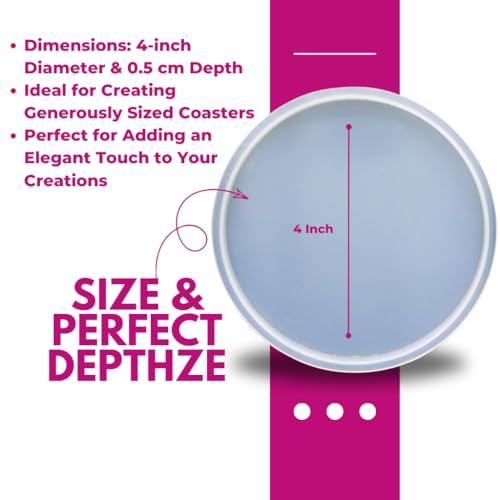 Image of Oytra Resin Coaster Mould Round 4 Inch Silicone Mold Set of 6 for Photo Frame ServingTray for DIY Casting Crafting Materials Set for Beginners and Artists
