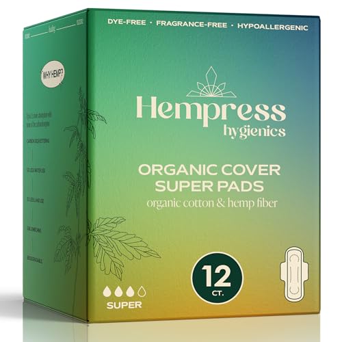 Hempress Ultra Thin Pads for Women, 36 Count, Feminine Care Organic Pads, Regular Flow Ultra Absorbent Cotton with Wings, Menstrual Sanitary Napkins, Fragrance Free, Skin Friendly & Breathable