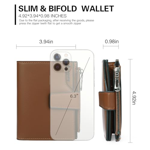Image of Small Women Wallet Ladies Billfold Card Holder with Zipper Coin Pocket
