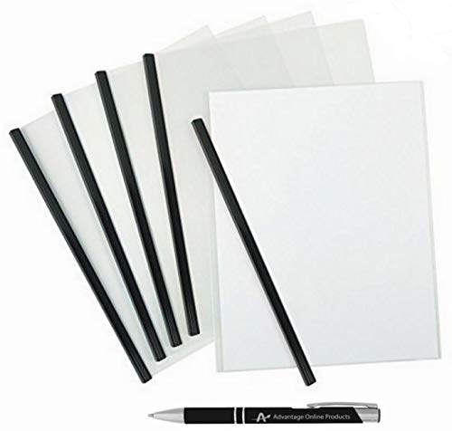 5-Pack Clear Report Covers with Black Binding Bar, Holds 20 Sheets