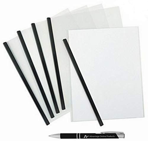 5-Pack Clear Report Covers with Black Binding Bar