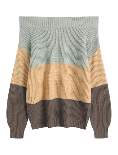 Image of ZAFUL Sweaters for Women Off Shoulder Knit Sweater with Long Sleeve Loose Pullover Jumper Tops