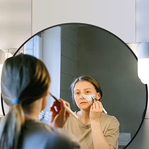 Catollova Black Round Mirror 24 Inch, Wall Mirror With Black Metal Frame, Round Bathroom Mirror For Vanity, Bathroom, Entryway, Living Room, Home Decor Circle Mirror #TOP3