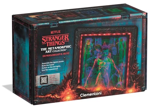 Clementoni Stranger Things Metamorphic Art with LED Light: 520-Piece puzzle Colour-Changing Scene with Eleven vs Demogorgon