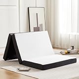Sweetcrispy Tri-fold Memory Foam Mattress - 3 Inch Single Size Portable Bed Pad, Foldable Floor Mat, Collapsible and Washable Cover with CertiPUR-US Certified, for Travel & Camping & Yoga