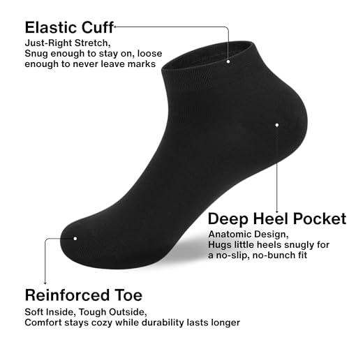 Kids Ankle Socks, Boys/Girls No Show Low Cut Socks, 25 Pairs Bulk Pack for School, Sizes 1-14 Years3