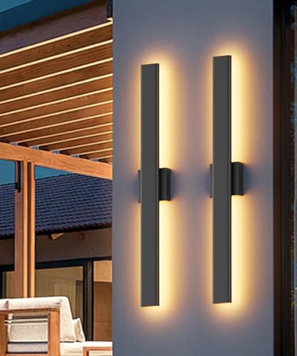 Aipsun 2 Packs LED Outdoor Wall Lights, 3000K 4000K 6000K, 23.6in Modern Black Outdoor Porch & Patio...