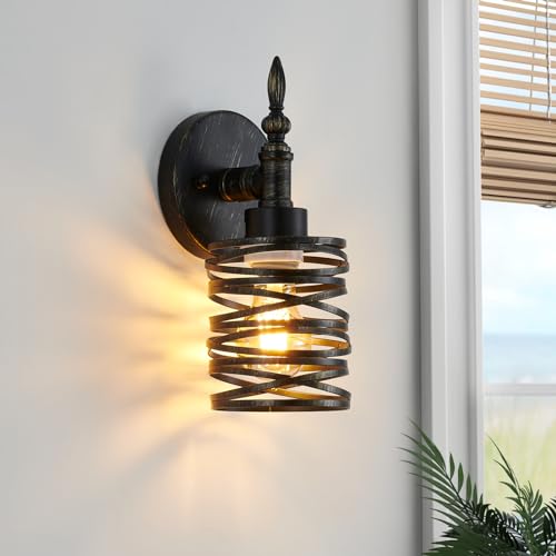 Image of Brushed Bronze Vanity Light, 1-Light Bathroom Light Fixtures Over Mirror, Modern Wall Sconce with Metal Cage, Industrial Wall Mount Lamp for Hallway Porch Bedroom, Kitchen Living Room
