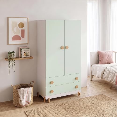 [en.casa] Kinderkleiderschrank Vaarentaa 156x80x41 cm Mintgrün