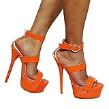 BeAUZQ Sapatos Femininos de Salto Alto com Salto agulha e Salto Alto, Salto Alto, Sapatos de Baile de formatura, Sapatos de Noiva, Sapatos de Noiva Tamanho 36-47,Orange,43