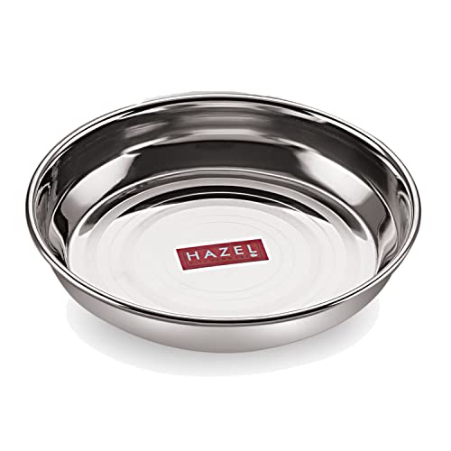 Image of HAZEL Stainless Steel Plates Set for Nashta Serving | Small Steel Plates for Snacks | Breakfast Plates, 300 ML, Set of 1