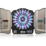 Electronic Dart Board Cabinet Set, Illuminated Target Dartboard for Adults, 48 Games with 315 Variations Soft Tip Digital Dartboard Cabinets with 6 Darts, 100PCS Soft Tips