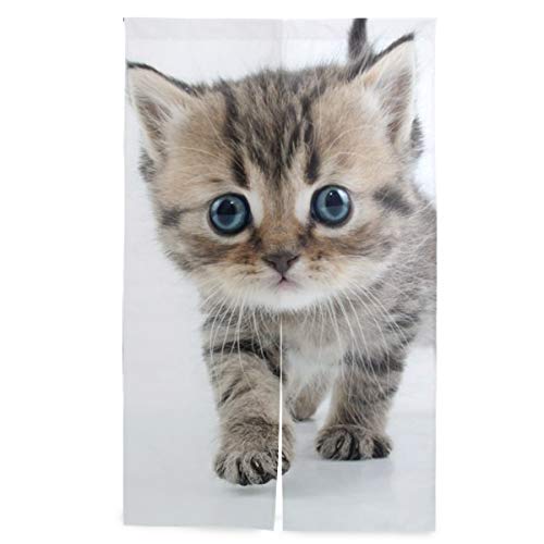 マキク(MAKIKU) のれん 猫柄 萌え おしゃれ ロング 暖簾 洗濯可 突っ張り棒付き 幅86cm×丈143cm