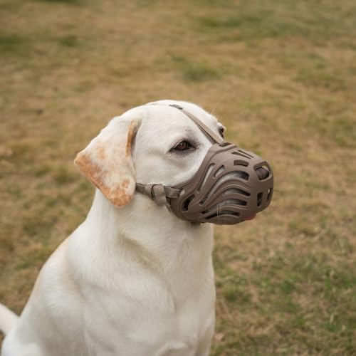 Diketone Maulkorb für Hunde,Für Kleine, Mittlere und Große Hunde,Material Silikon,Verhindert Das Beißen, Kauen Und Bellen (Kaffee, XXL)