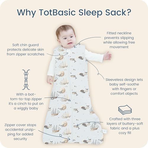 Image of Baby Sleep Sack 6-12-15 Months Light Wearable Blanket for Babies with 2-Way Zippers, 0.5 TOG Premium Soft Breathable Sleeping Bag for Baby Boys Girls 2-Pack(Whale & Cloud)