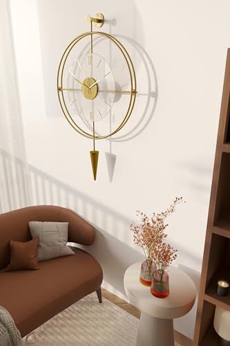 Image of Lavipen Gold Lux Wall Clocks for Living Room, 50cm Large Modern Silent Wall Clock, Gold Clock with No Ticking, Scandinavian Design with Sweep Movement, for Home Decor