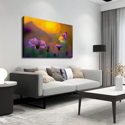 Impression sur toile de fleurs contemporaines violettes grand format 80x120 cm - 4